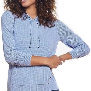 Casual Blue Checkered Women's Hoodie